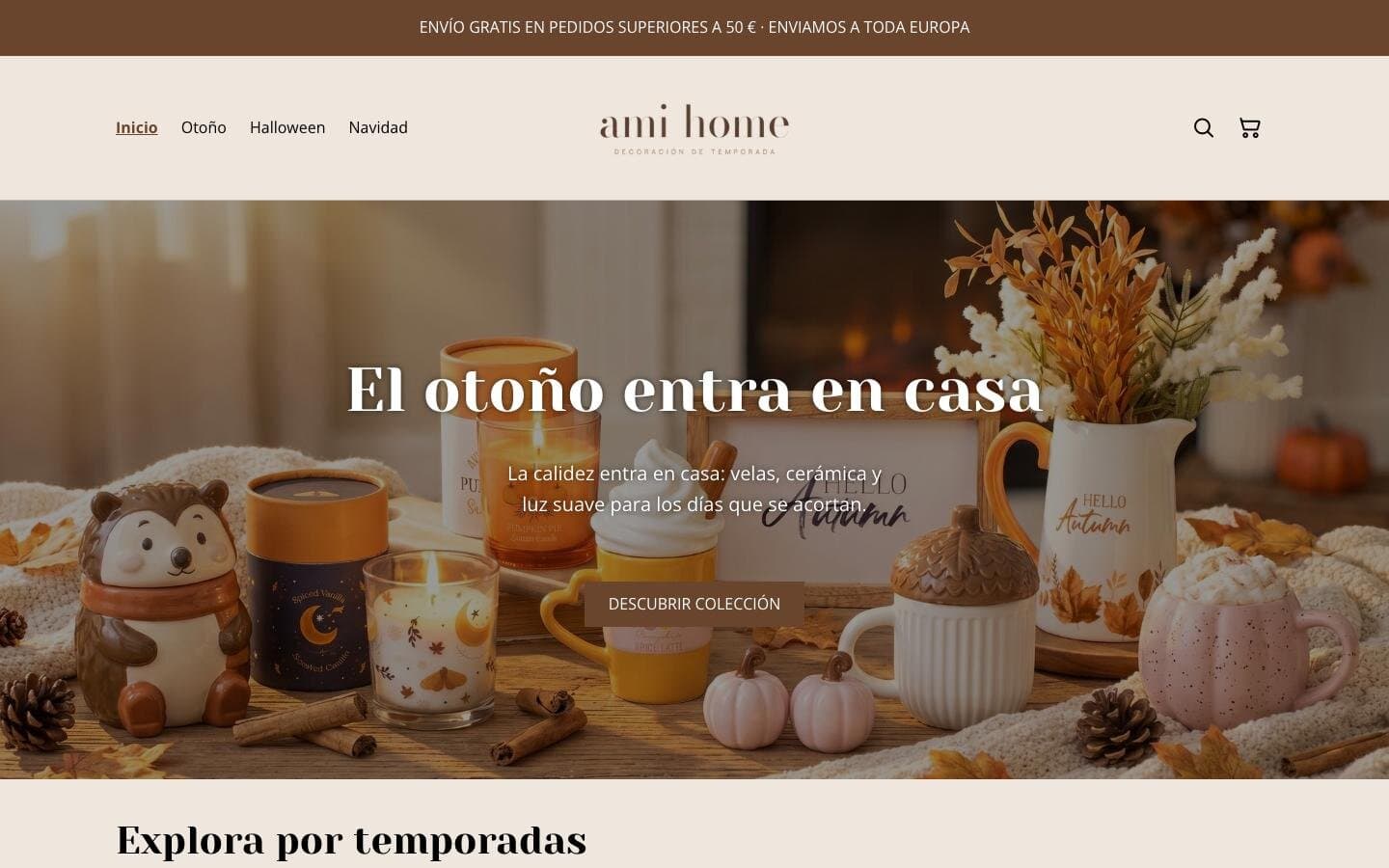 Ami Home Decor online store homepage