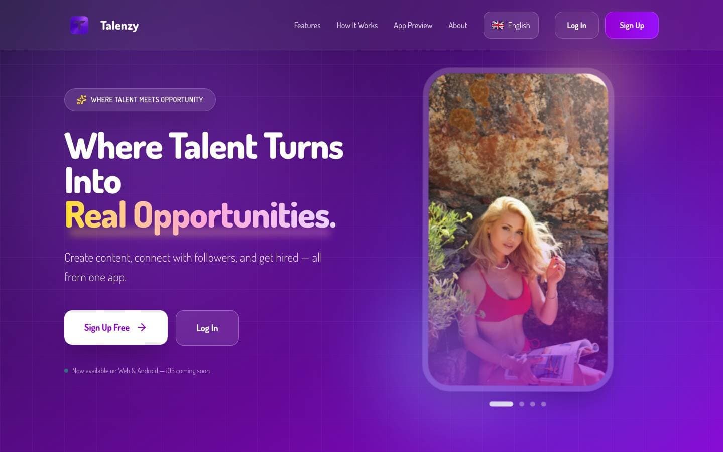 Talenzy website homepage